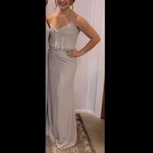 Cream/Sage Jasmine Bridals Bridesmaid Dress Size 6